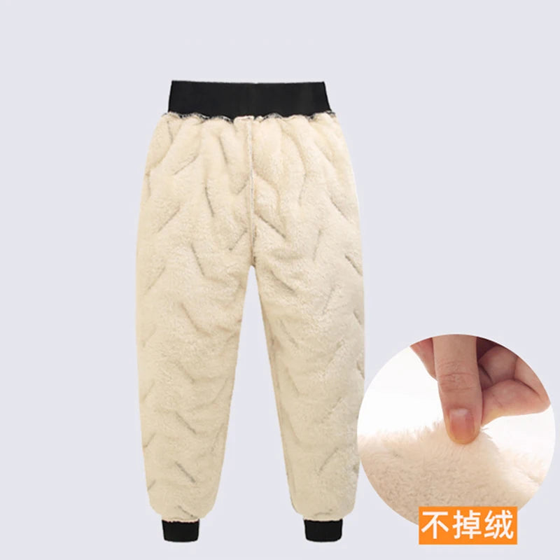 Winter Children Cotton Thick Pants Boys Padded Thickened Pants Teen Kids Cotton Lamb Wool Cotton Trousers