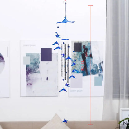 Creative Dolphin Love Wind Chimes Hanging Pendant Ornament Handmade Crafts Gift Indoor Outdoor Garden Decor
