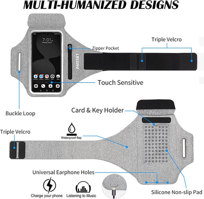 HAISSKY Zipper Pocket Running Sports Armband For iPhone 16 15 14 13 12 11 Pro Max 15 Plus Belt On Hand Phone Brassard Bags