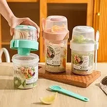Carry Breakfast Cups, Salad Cups, Yogurt Cereal, Oatmeal Snacks, Parfait Containers and Salad Dressing Holders with Forks!