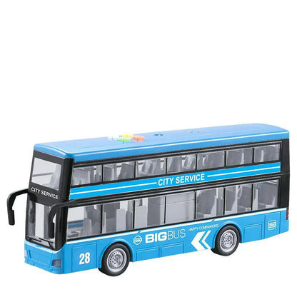 High-quality school bus toy car model large sound and light double-decker bus simulation car toy children's gift