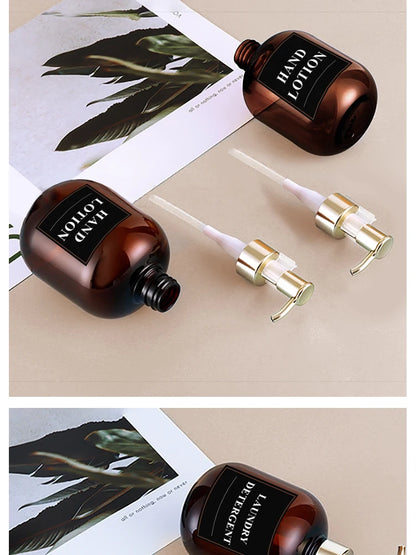 2 Pc 10.1 OZ Amber Soap Dispensers For Cosmetic Shampoos And Lotions Soaps Spill-proof Repeatable Pump Bottles For Bath Products