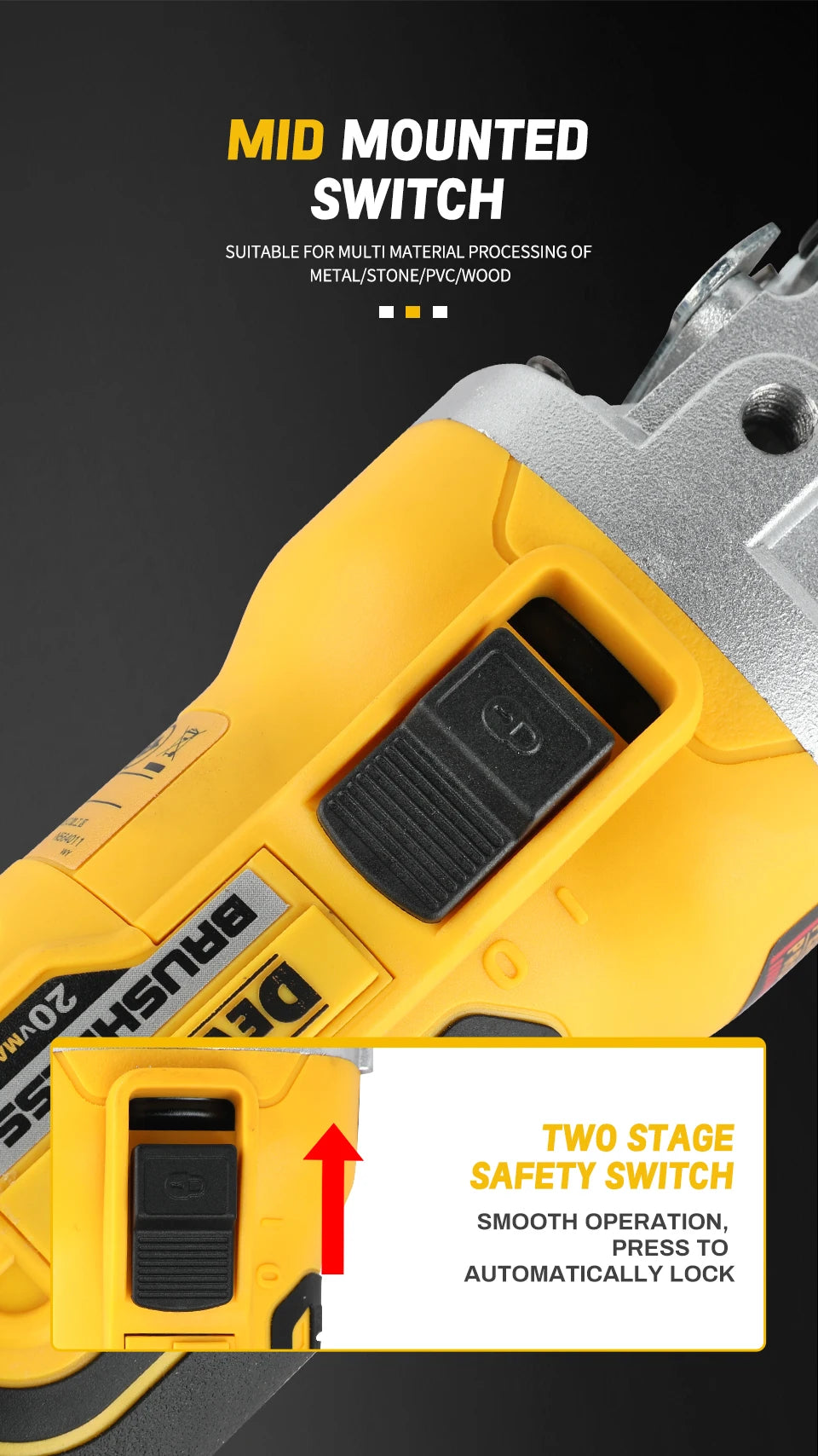 DEWALT DCG405FN Angle Grinder 20V Brushless Motor Cutting Machine 125mm Rechargeable Cordless Handheld Polishing Machine