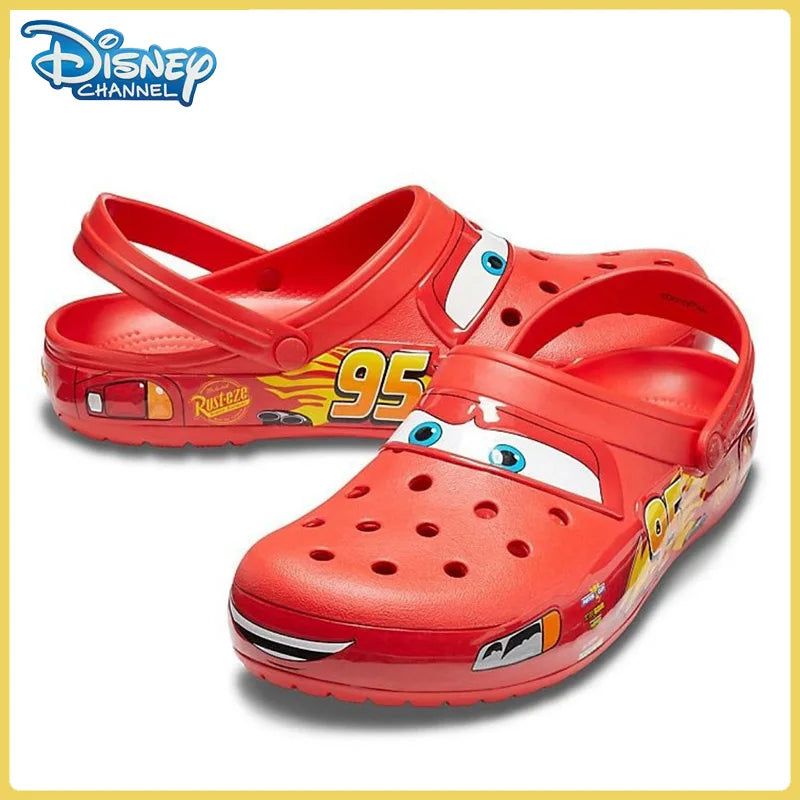 Disney Lightninged Mcqueen Pixar Waterproof Summer Slippers Outdoor Beach Holey Shoes Sandals EVA Flip Flops Gifts