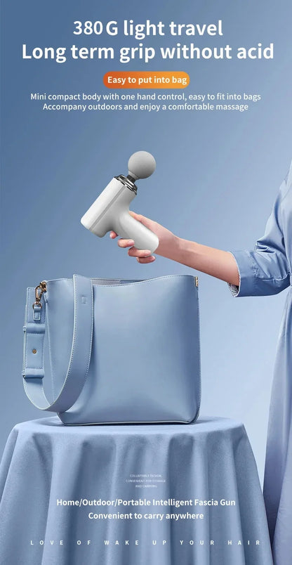 Portable AI Fascial Massage Gun Electric Percussion Massager Body Relaxation With  LED Night Light 4 Replaceable Massage Head