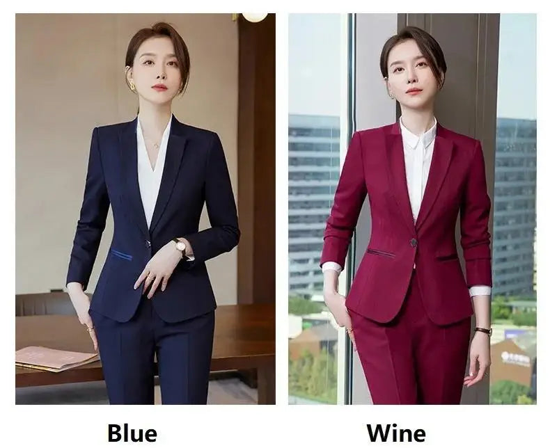 Ladies Office Work Wear Blazers Formal OL Styles Business Suits Pants and Jackets Coat Spring Autumn Professional Career Set