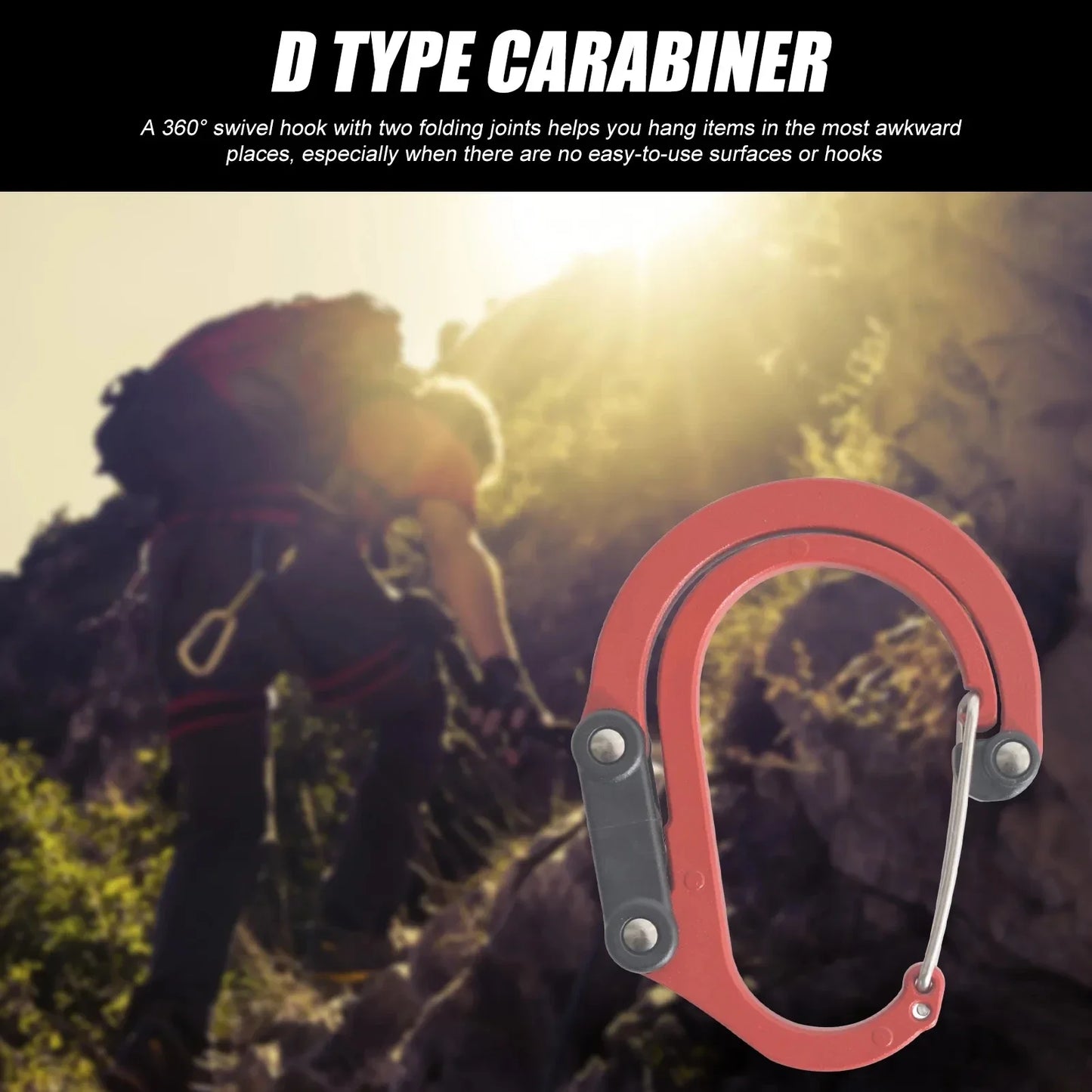Camping Hybrid Gear Clip Carabiner Rotating Hook Clip Non-Locking Strong Clips for Fishing Hiking Travel Backpack Carabiner Clip