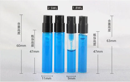 500pcs Invisible Springs Sprayer 1.5ml 1.8ml 2ml 2.5ml Bayonet Glass Perfume Bottle Sample Refillable For Fragrance Perfume