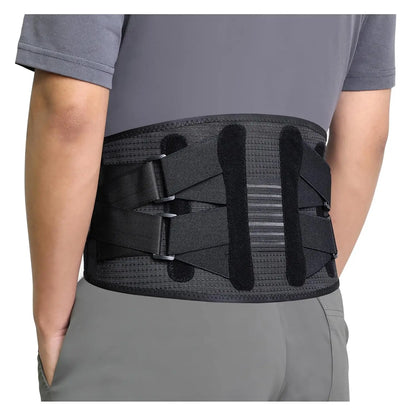 Back Brace For Lower Back Pain, With 4 Metal Supports, Four Elastic Bands, Breathable & Strong Support, Relieve Your Pain