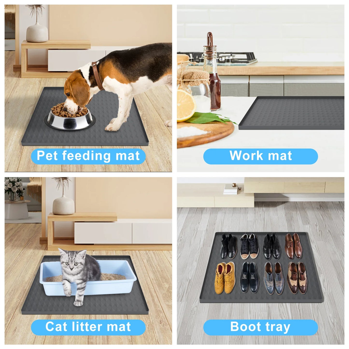 60x60cm Fridge Silicone Mat Mini Fridge Drip Pan with 0.8 Inch Raised Edges Under Refrigerator Floor Protector Furniture Pad