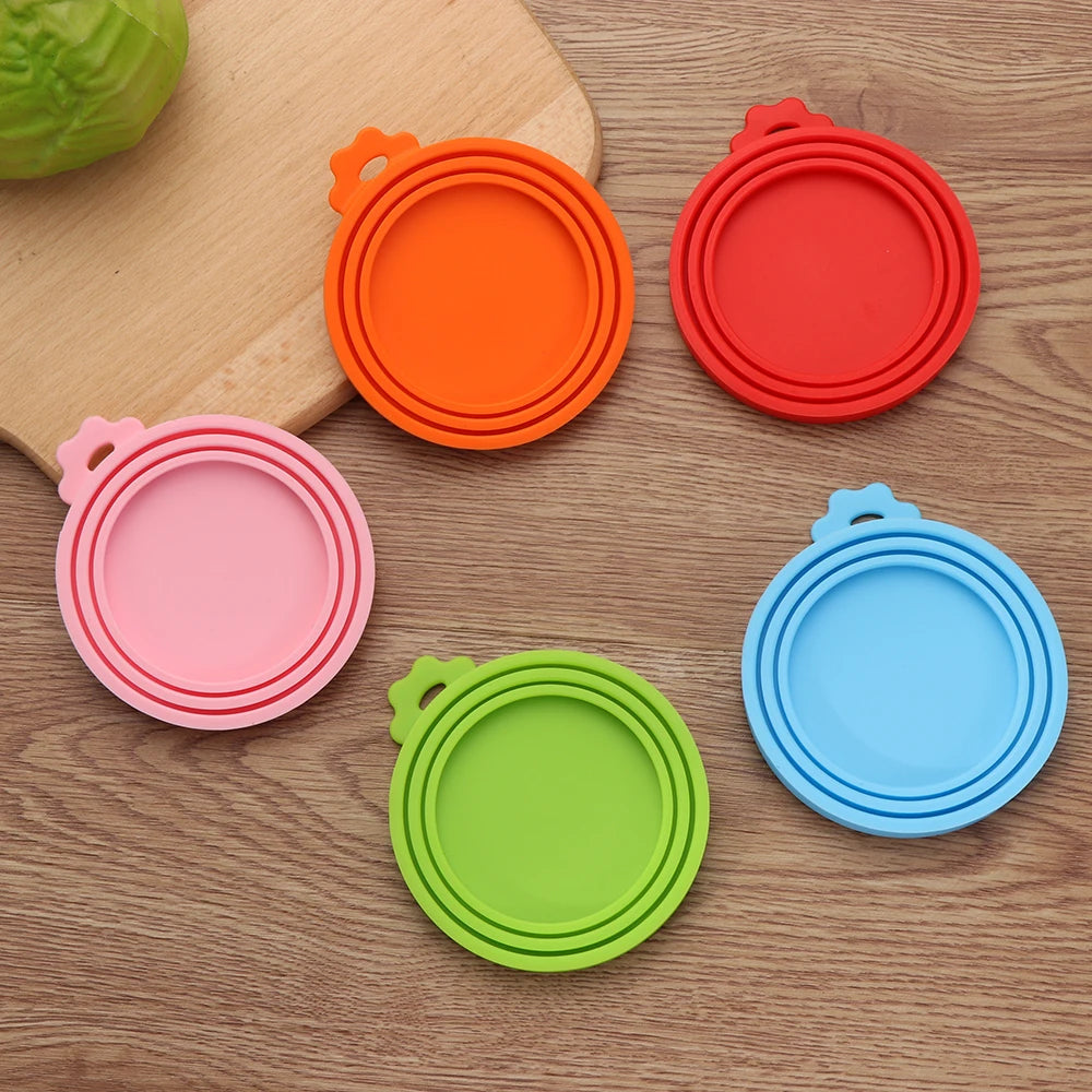 3In1 Silicone Reusable Soft Pet Seal Feed Cans Lid Keep Food Fresh Cover Flexible Storage Household Cup Glass Bottle With Spoon