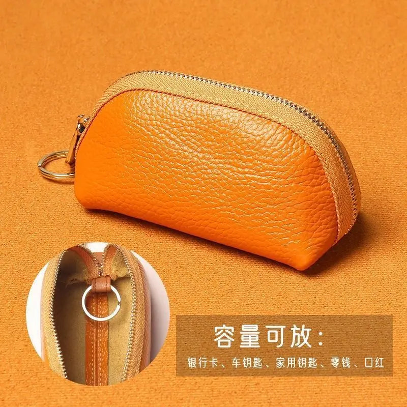 Soft Leather Key Holder Organizer Pouch Men Women Car Key Wallet House Keychain Housekeeper Key Case Zipper Bag Mini Card Bag