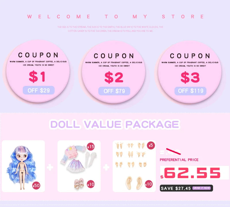 ICY DBS Blyth doll Joint Body 30CM BJD  Clothes Shoes Hand Set Fashion Dolls girl gift