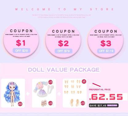 ICY DBS Blyth doll Joint Body 30CM BJD  Clothes Shoes Hand Set Fashion Dolls girl gift