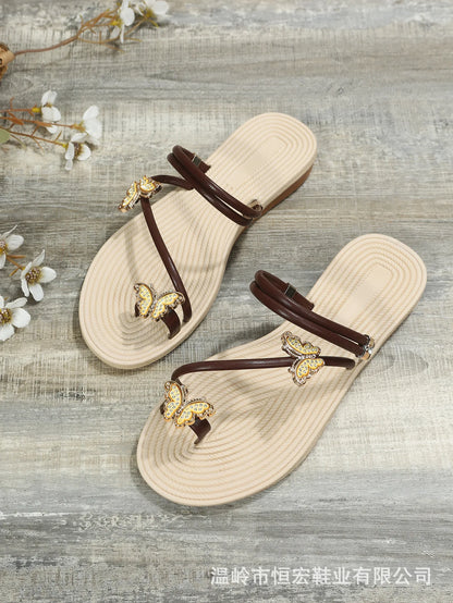 2023 New Butterfly Toe Sandals, Beach Sandals, Occidental Slippers, Chinese Feminis  Wedding Shoes Bride  Womens Shoes