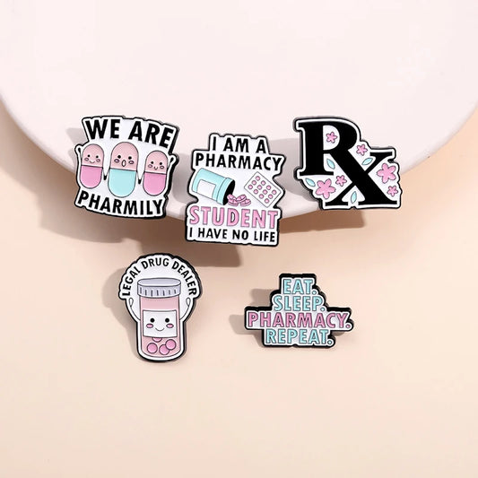 I Am Pharmacy Student Have No Life Enamel Pin Eat Sleep Pharmacy Repeat Brooch Cartoon Pills Lapel Badge Gift for Medical Friend