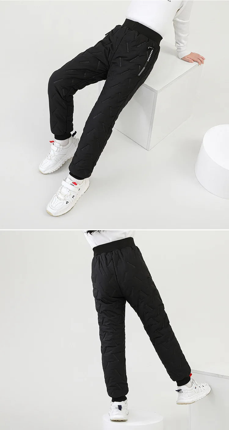 Winter Children Cotton Thick Pants Boys Padded Thickened Pants Teen Kids Cotton Lamb Wool Cotton Trousers