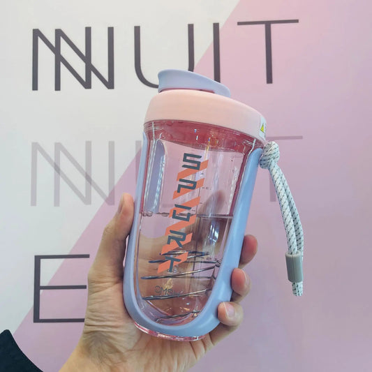 New Style 590ML Blender Shaker Bottle with Whisk Spring BPA Free Plastic Protein Shakes Leakproof for Powder Workout Gym Sport