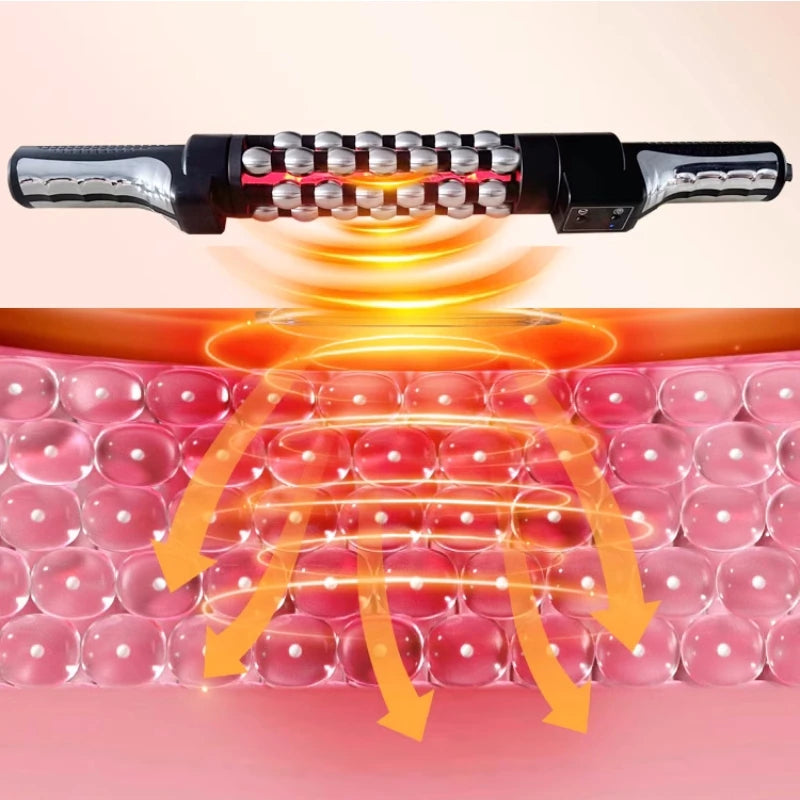 Relaxed Red Light Heated Massage Device 36W Roll Massager 360 Rotating Inner Ball Roller For Whole Body Anti Cellulite