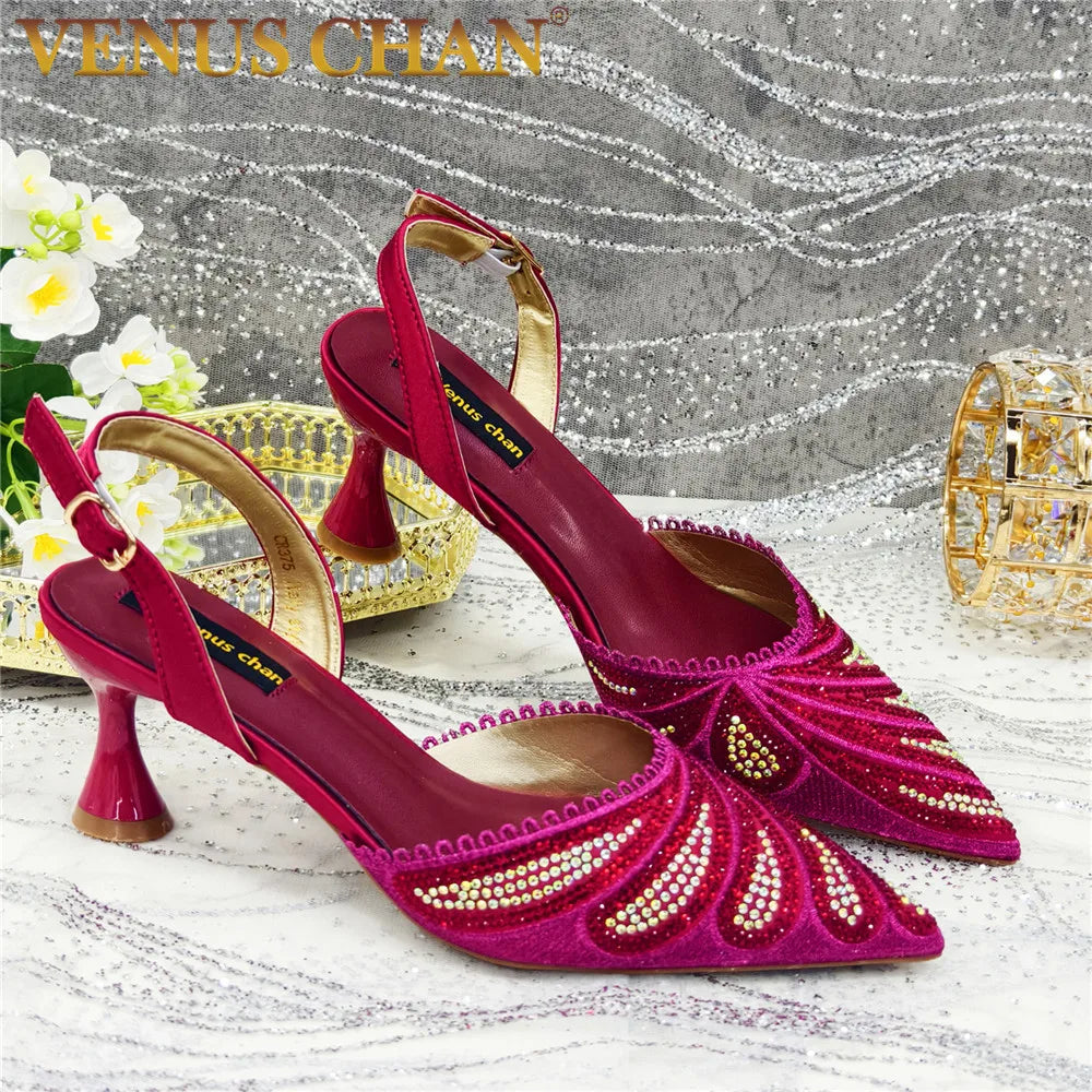High Quality African Wedding Shoes Summer Sandals for Wedding 2025 Sexy Pumps Rhinestone Fashion Women Wedding Shoes
