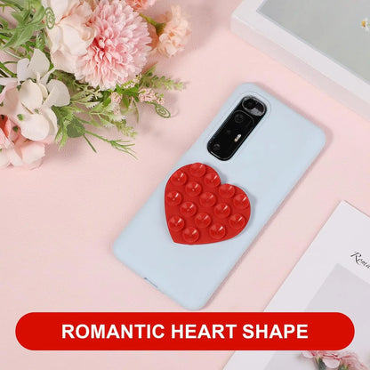Heart Shape Double Sided Phone Suction Holder, Multi-Purpose Silicone Suction Cup Phone Mount Phone Case Sticky Phone Grip