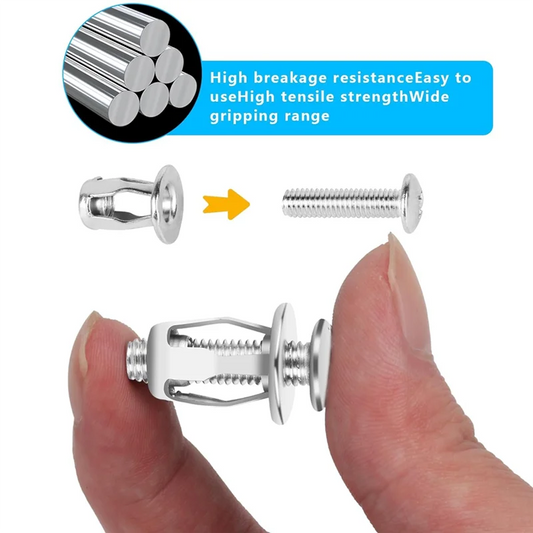 40 Pcs Hollow Door Anchors And Screws, Hollow Metal Cavity Fixing Core Door Anchors For 0-5Mm Door Hollow Wall Sheet-AT64