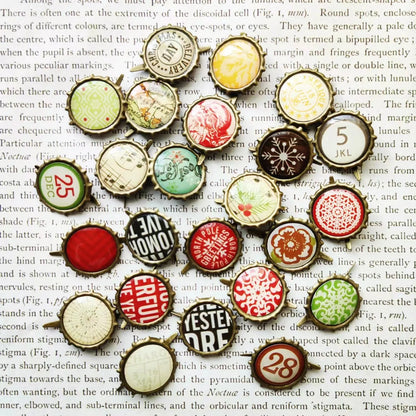 [MET004] 22-26pics Mixed Printing Metal Retro Brads for Scrapbooking Embellishment Decorative Beads Clothes Handmade Crafts