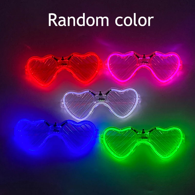 Light Up LED Glasses 5 Colors Heart Shape Glow Glasses Glow in The Dark Party Supplies Neon Party Favors for Kids Adults