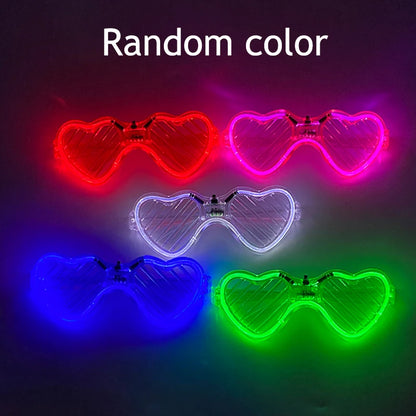 Light Up LED Glasses 5 Colors Heart Shape Glow Glasses Glow in The Dark Party Supplies Neon Party Favors for Kids Adults
