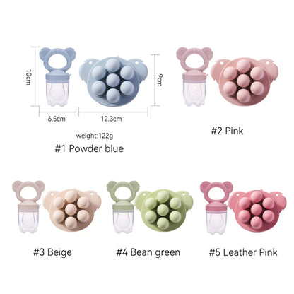 Baby Rabbit Fruit Feeder Set Food Supplement Nursing Feeder BPA Free Silicone Feeding Freezer Tray Tableware Fresh Food Feeder