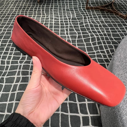 FEDONAS Fashion Classic Soft Genuine Leather Flats Shoes Elegant Basic Square Toe Flats Platforms Spring Summer Office Shoes