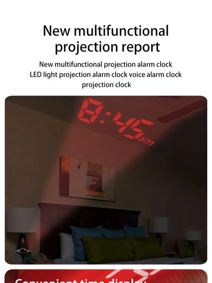 Multi-function Projection Chime Clock LED Light Projection Alarm Clock Voice Chime Clock Projection Clock