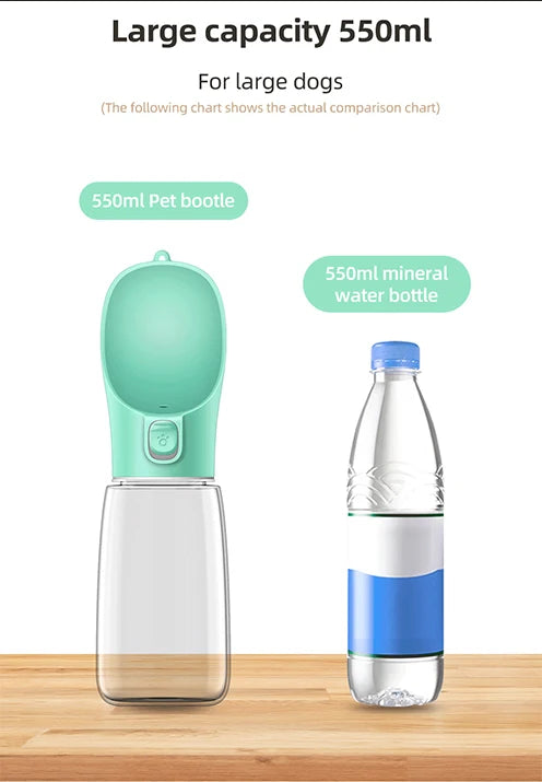 Traveling Dog Water Bottle Portable Drinking Water Bowl Press Bottom Puppy Pet Outside 300-500ML Feeding Bottle with Strip