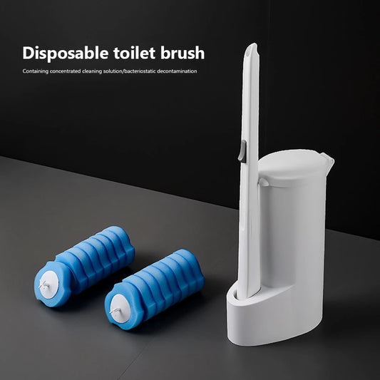 Wall-mounted Disposable Toilet Brush Cleaner Long Handle Bathroom Cleaning Brush With Replaceable Brush Head Toilet Accessories