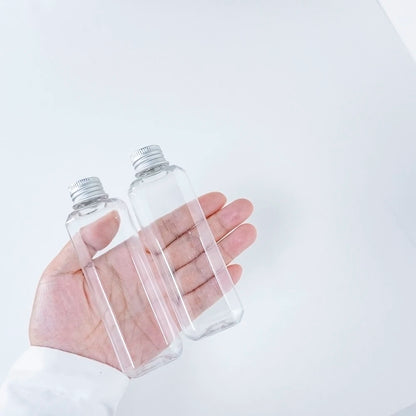 100ml Rectangle Bottles Travel Kit Refillable PET Plastic Square Portable Jar With Aluminium Screw Cap Leakage Proof Healthy