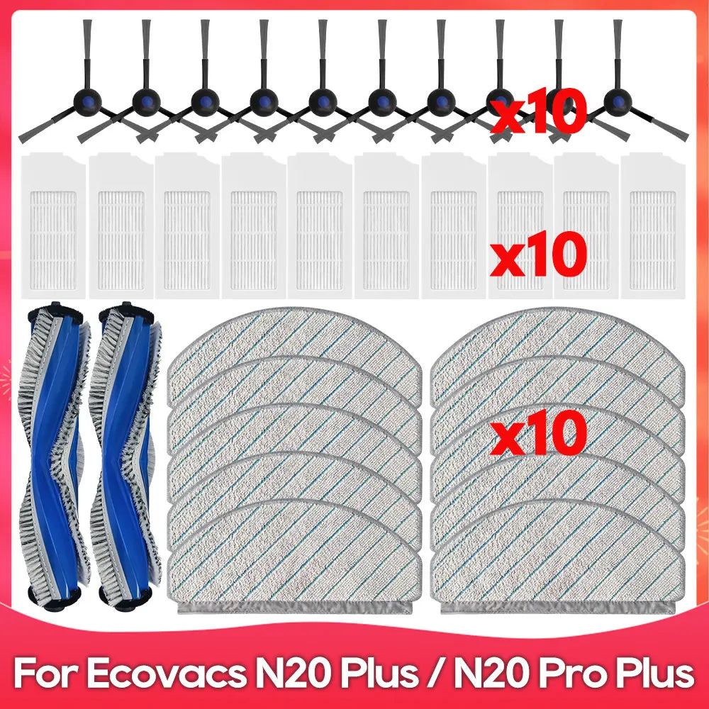 Fit for ( Ecovacs N20 / N20 Plus / N20 Pro Plus / N20+ ) Part Accessory Mop Filter Roller Side Brush Robot Vacuum Cleaner Kit