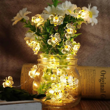 10-30LEDS  Bee Lights Battery Operated Bee String Lights For Bedroom Plants Patios Party Wedding Xmas Decorative String Lights