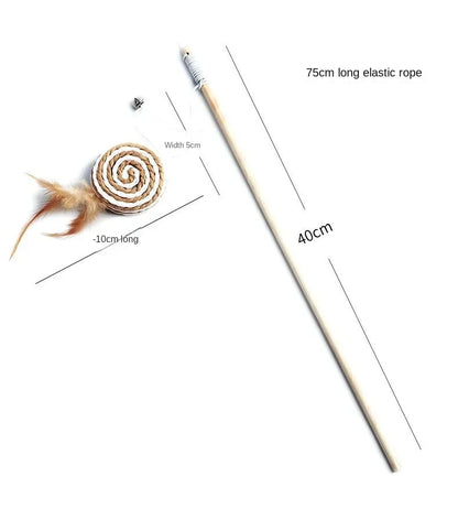 Interactive Cat Toy Kitten Funny Colorful Rod Cat Wand Toys Wood Pet Cat Toys Interactive Stick Pet Cat Supplies Stick Playing