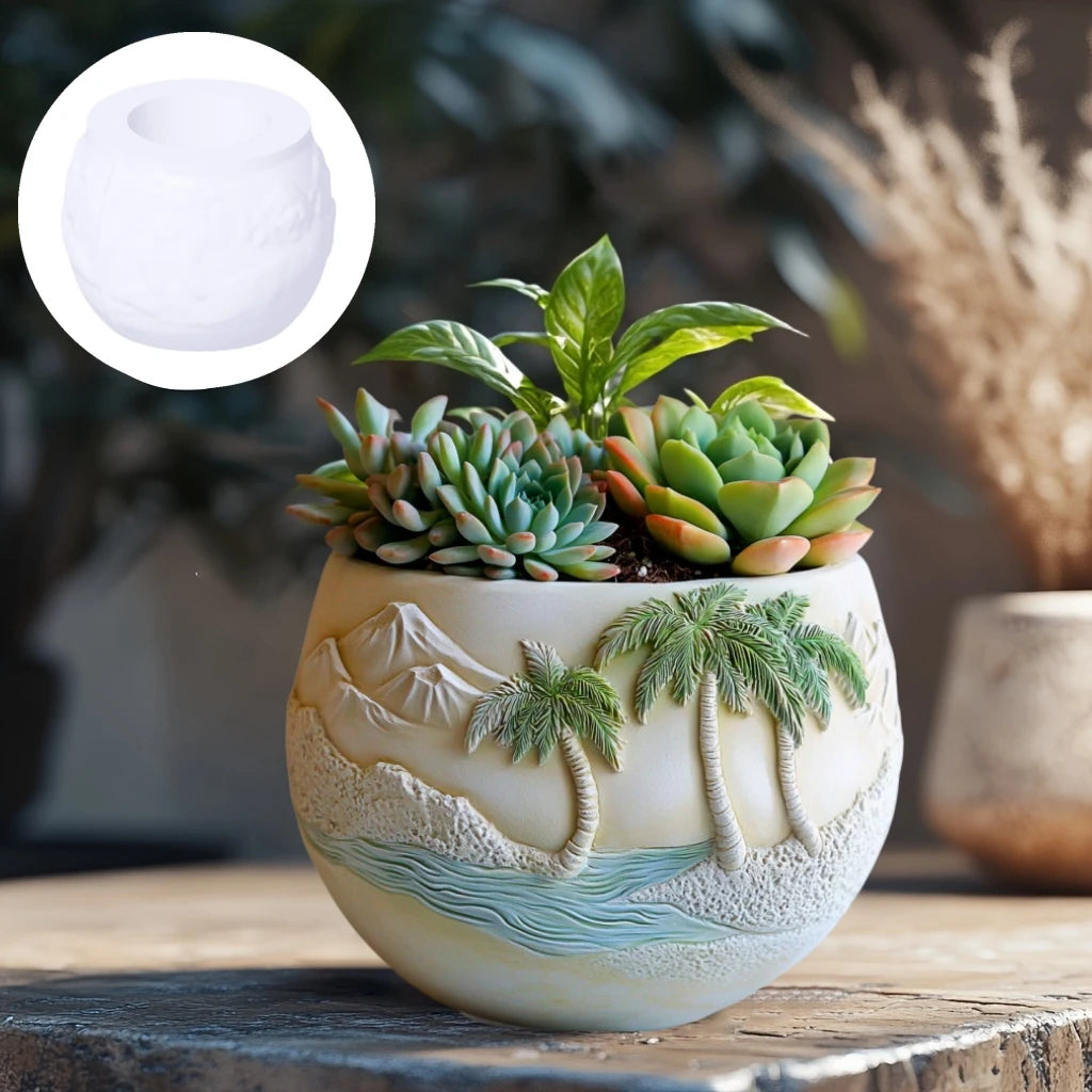 Church relief succulent plant flowerpot resin silicone mold house church storage box mold tower church cross relief gypsum molds