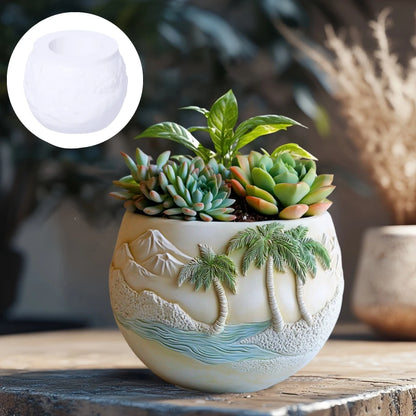 Church relief succulent plant flowerpot resin silicone mold house church storage box mold tower church cross relief gypsum molds