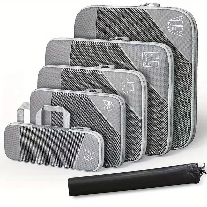 Compression Packing Cubes Set Mesh Travel Organizers for Luggage Suitcase Lightweight  Storage Bags with SeeThrough Panel