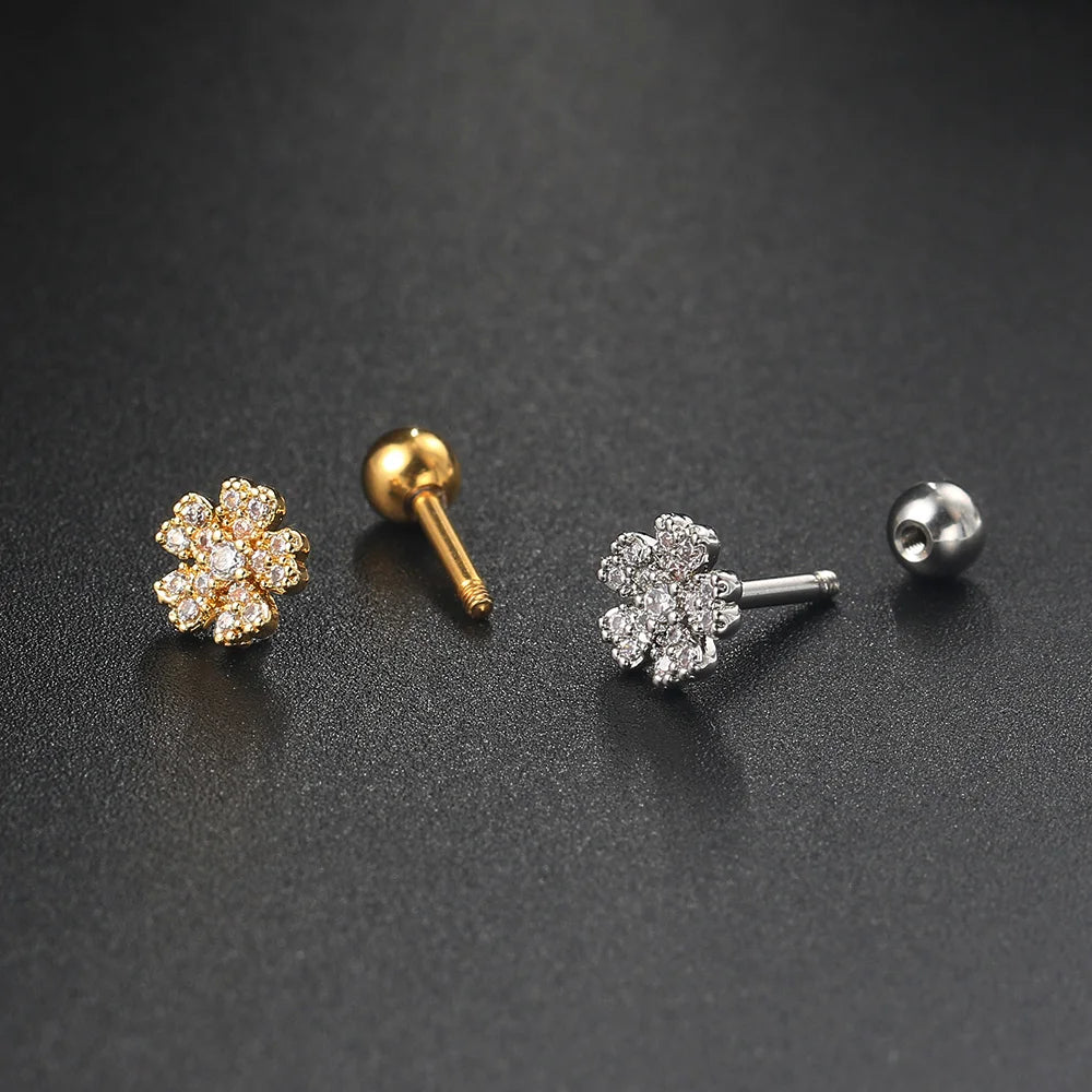 1pc Piercing Earrings Butterfly Women Jewelry Gold Color Zircon Tragus Helix Septum Cartilage Daith Stainless Steel Ear Ring