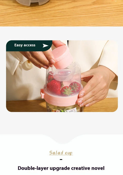 Breakfast On The Go Cups, Salad Cup To Go, Take And Go Yogurt Cereal Overnight Oats Snack Parfait Containers & Salad Dressing Ho