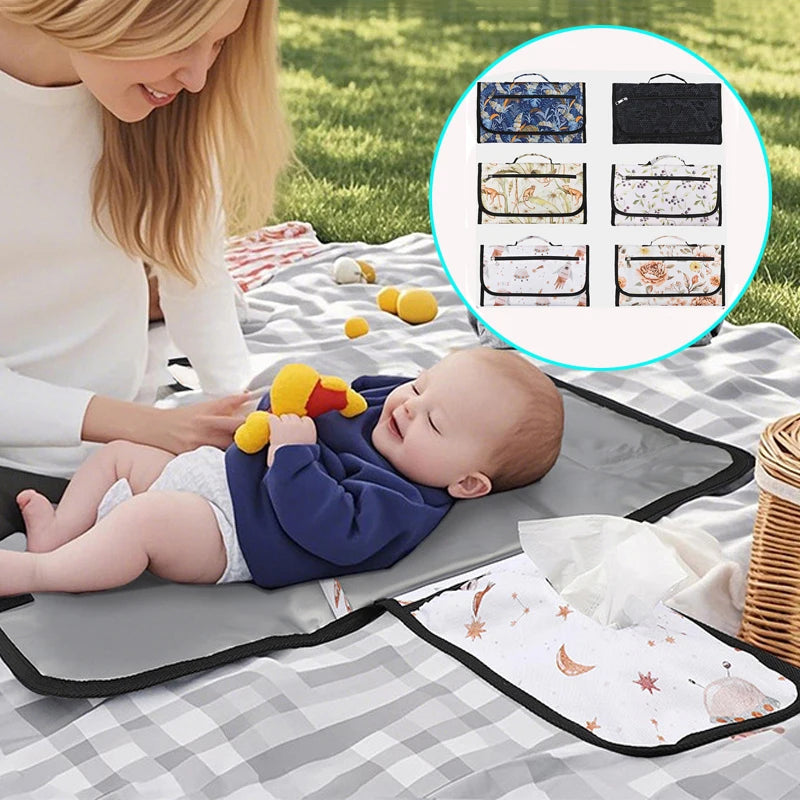 Waterproof Baby Changing Pad For Baby Girls Folding Portable Newborn Travel Diaper Mat With Wipes Pocket Baby Showers Gift