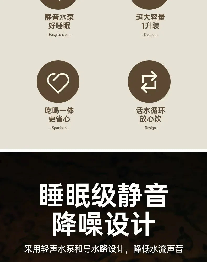 2 In 1 Pets Water Fountain Auto Filter USB Electric Mute Cat Drinker Bowl Pet Feeder Recirculate Filtring Drinker For Cats Water