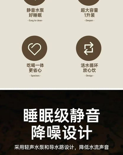 2 In 1 Pets Water Fountain Auto Filter USB Electric Mute Cat Drinker Bowl Pet Feeder Recirculate Filtring Drinker For Cats Water