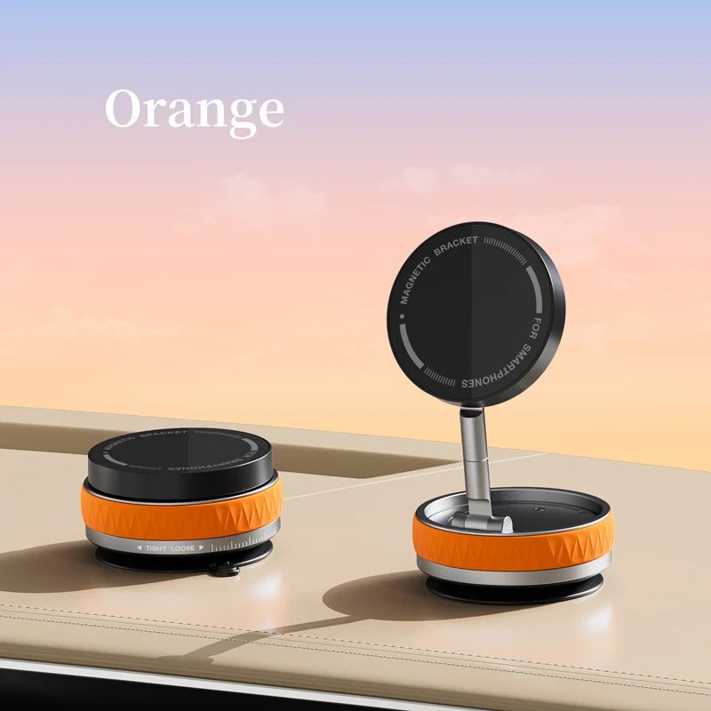 Vacuum Suction Magnetic Car Mount Strong Suction Stand Phone Holder Foldable Design 360° Rotation Adjustable Car Phone Bracket