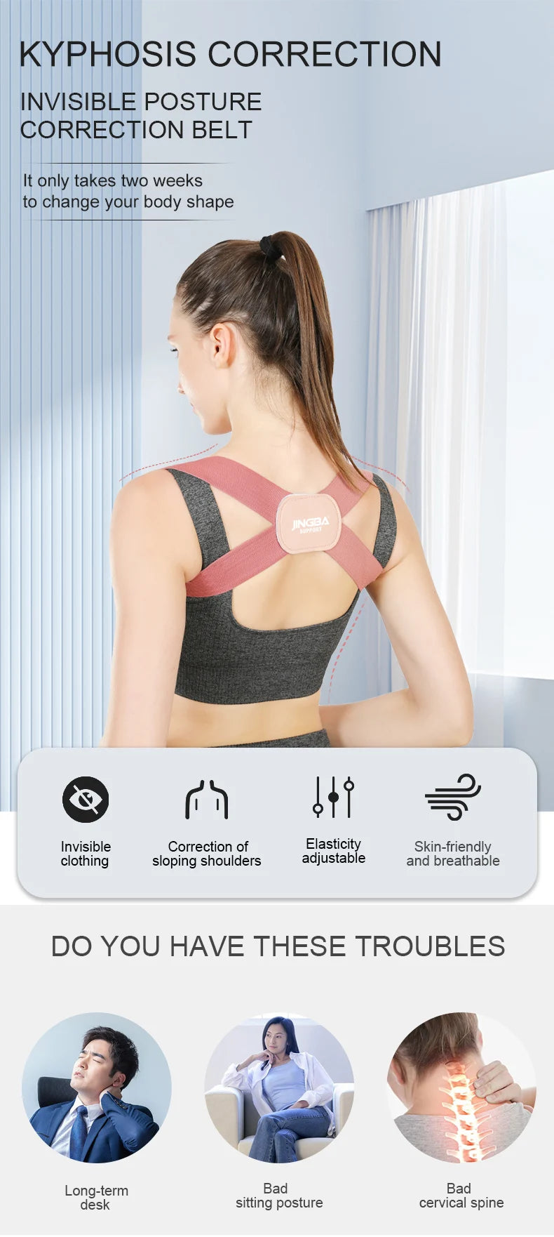 Adjustable Posture Corrector Back Support Shoulder Belt Rectify Straighten Correction Spine Corrector Health Postural