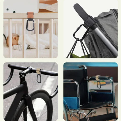 1/2pcs Baby Stroller Hooks Multifunctional Leather Aluminum Alloy Hook Portable Infant Carriage Hook Stroller Accessories