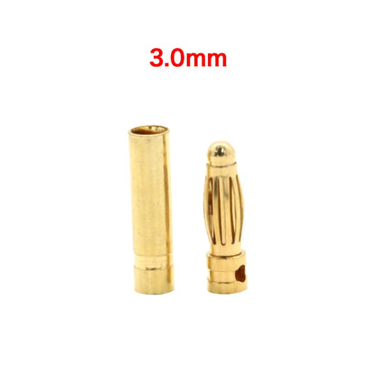 20pcs/lot 2.0mm 3.0mm 3.5mm 4.0mm 5.5mm 6.0mm 8.0MM Gold Bullet Banana Connector plug for ESC Lipo RC battery Plugs (10 pair)